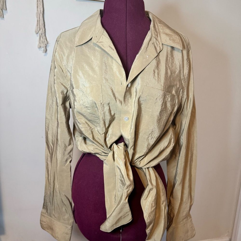 Theory Silk-Nylon Voyager shirt front tie size L